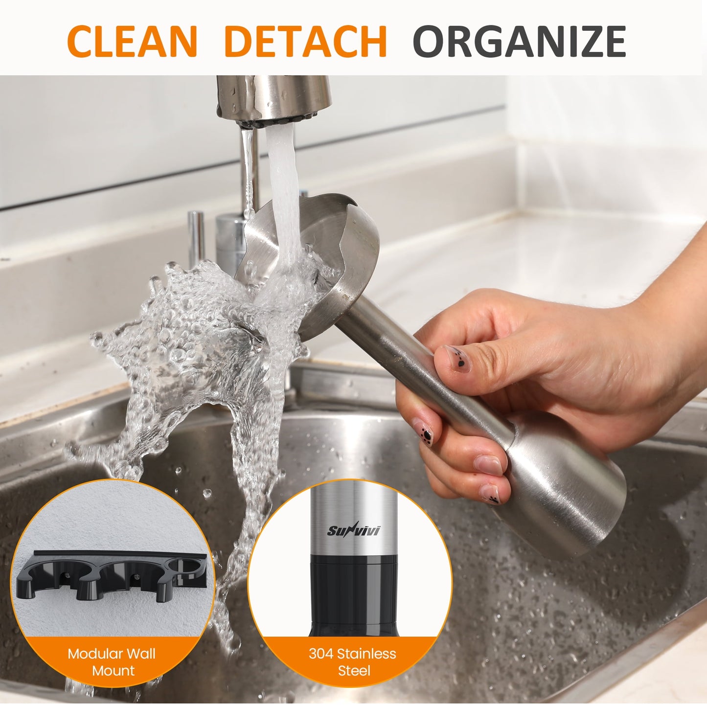 Sunvivi 1000W Hand Blender: 12 Speeds, 10 Attachments for Smoothies, Soups & More ÿ Effortless Blending in Seconds!