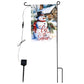 Heynemo Christmas Solar Garden Flag with Lights, LED 12"x18" Double-Sided Snowman Yard Flag,  Snowman Garden Decoration for Lawn, Porch, Path