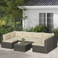 RoyalCraft 7-Piece Modular Patio Furniture Set, Wicker Outdoor Sectional Sofa with Cushions and Coffee Table, All Weather Patio Conversation Sets for Porch Balcony Backyard, Beige