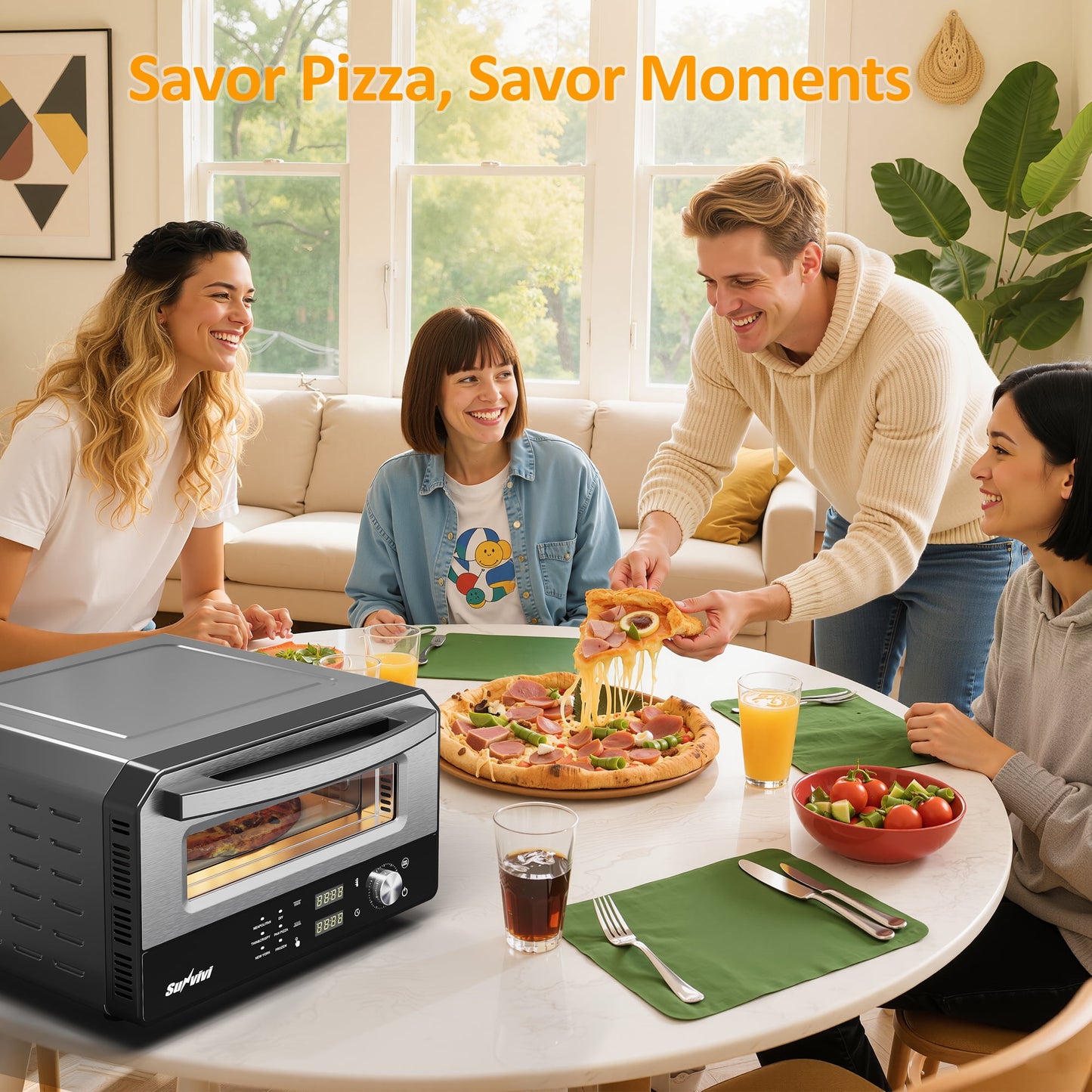 Sunvivi Electric Indoor Pizza Oven with 6 Presets