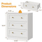 May in Color 3 Drawer Nightstand Set of 2, Modern White End Table with Gold Knobs, White