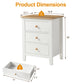 May in Color Tall 3 Drawer Nightstand Set of 2, Modern Bedside Table with Solid Wood Knobs, Wood Side Table for Bedroom, Living Room, White