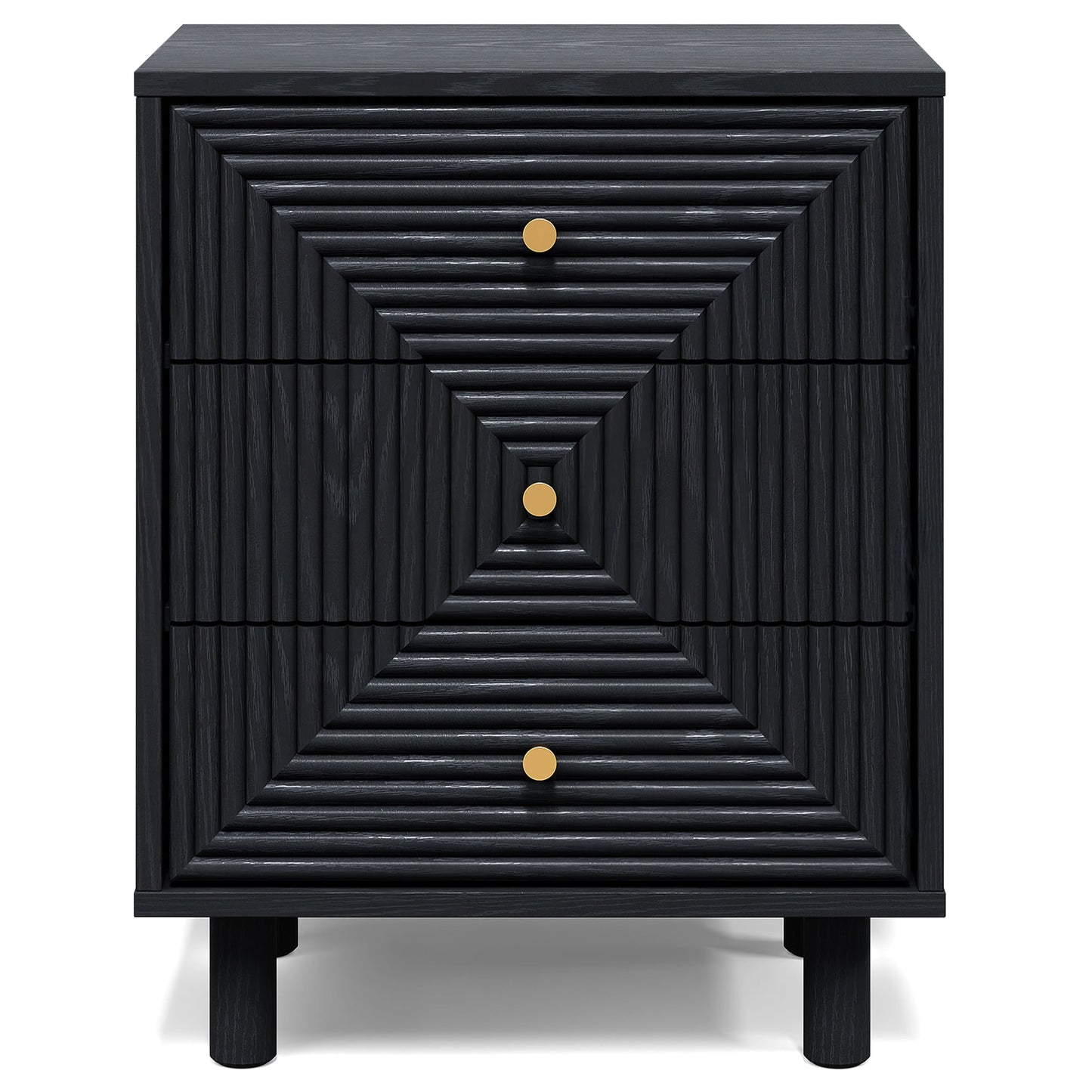 Heynemo Nightstand with 3 Drawers Set of 2, Modern Chest of Drawers for Bedroom, Living Room, Entryway, Black