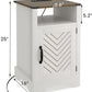 Mayincolor White Nightstand Set of 2 with Charging Station, Tall Farmhouse Bedside Table with Herringbone Design, Wooden Rustic End Table with Large Storage Cabinets and Shelf for Bedroom