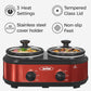 Superjoe Double Slow Cooker,2 Pot Small Mini Crock Buffet Servers and Warmer,Dual Pot Oval Manual Slow Cooker with Adjustable Temp Removable Ceramic Pot,Stainless Steel, Total 2.5 Quarts Red