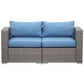 Superjoe 2 Pcs Patio Sectional Sofa Set Outdoor Corner Sofa Conversation Set,Blue