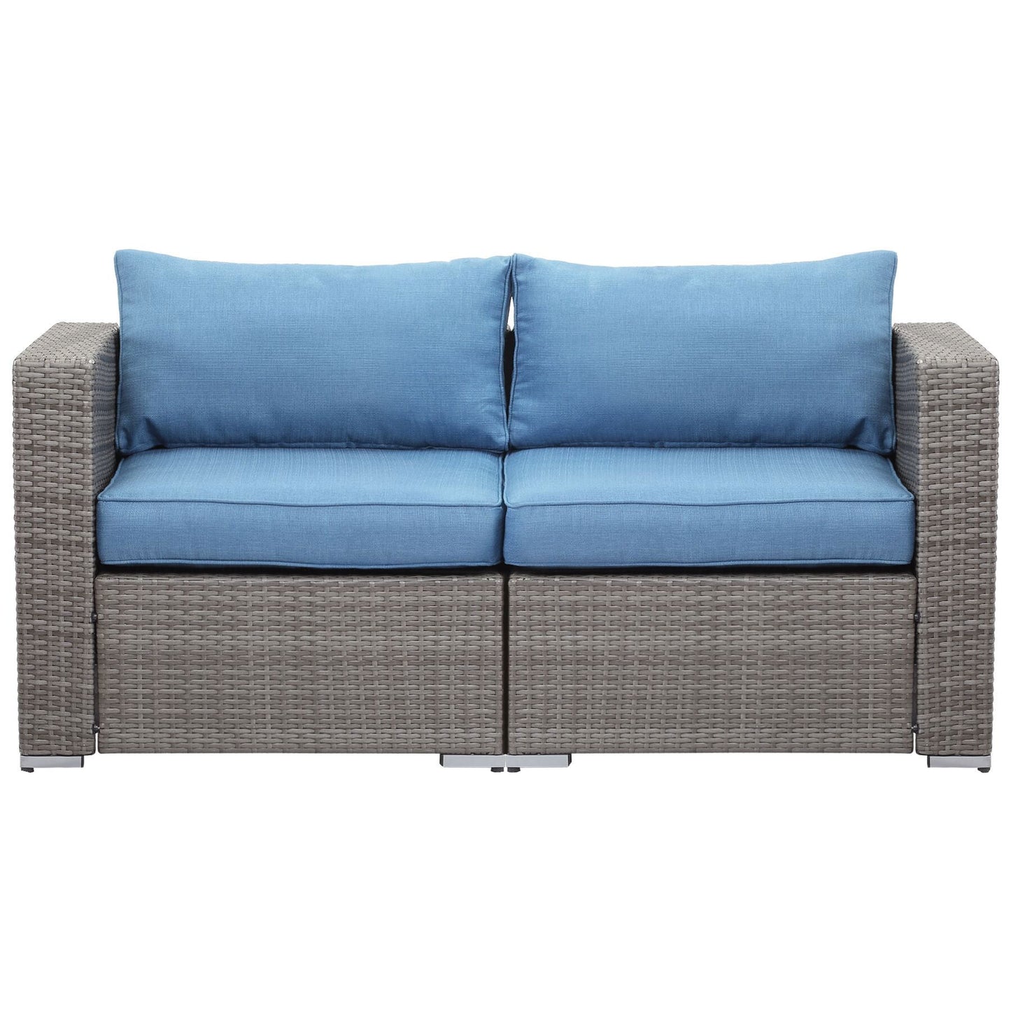 Superjoe 2 Pcs Patio Sectional Sofa Set Outdoor Corner Sofa Conversation Set,Blue