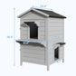 Outdoor Cat House for Multiple Cats, Wooden Cat Shelter with Weatherproof Roof, Large 2-Tier Cat Condo with Ventilation & Easy Access, Feral Cat House for Indoor or Outdoor Use