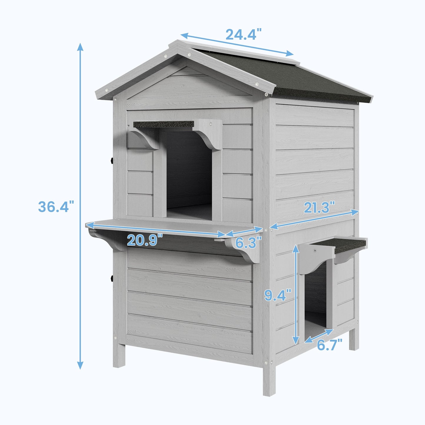 Outdoor Cat House for Multiple Cats, Wooden Cat Shelter with Weatherproof Roof, Large 2-Tier Cat Condo with Ventilation & Easy Access, Feral Cat House for Indoor or Outdoor Use
