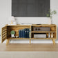 Heynemo TV Stand with Storage for 55 Inch TVs, Wood TV Entertainment Center, Mid Century Modern TV Entertainment Center with Storage, TV Consoles Cabinets for Living Room, Bedroom