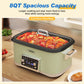 Sunvivi 8-Quart 12-in-1 Programmable Slow Cooker Roaster Oven, Multi-Cooker with Digital Timer, Adjustable Temperature, Removable Non-Stick Pot & Dishwasher-Safe Glass Lid, Green