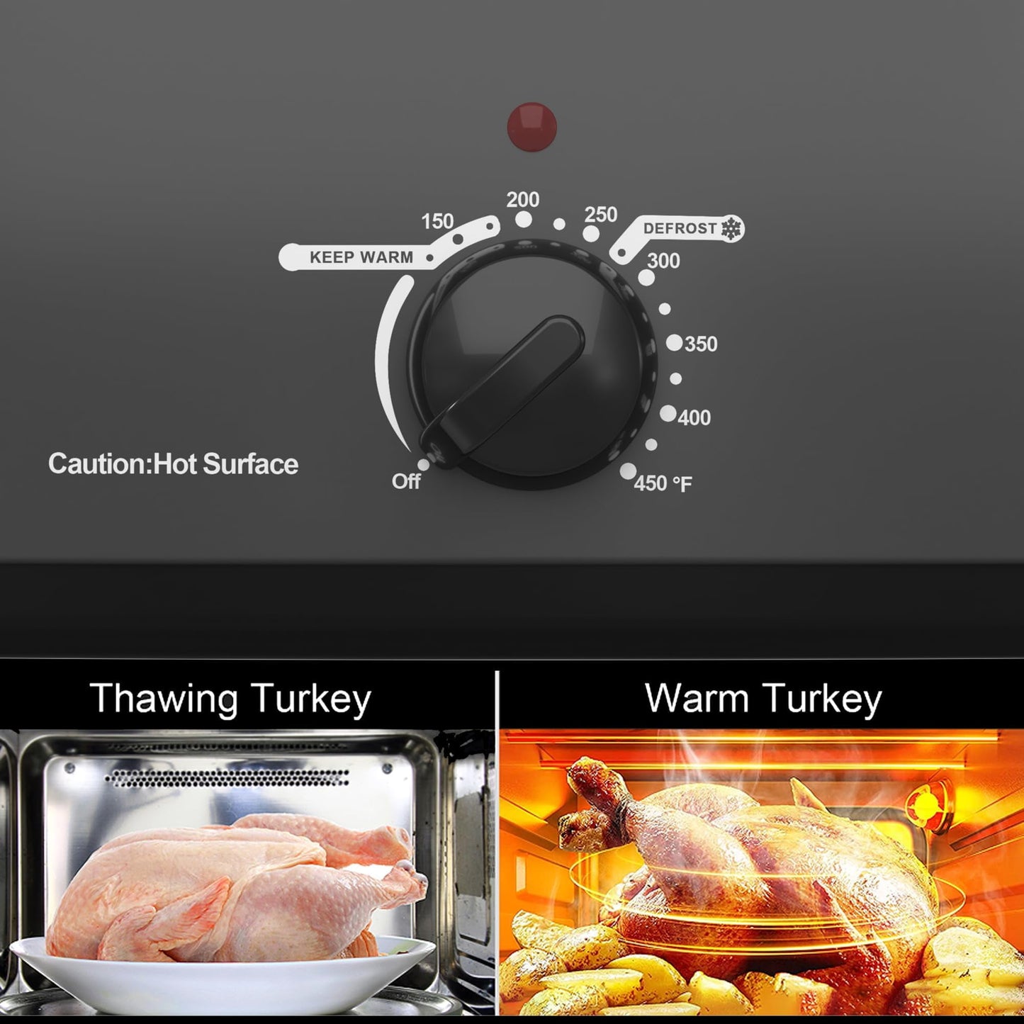 RoyalCraft 26 Quart Electric Roaster Oven Turkey Roaster with Lid Electric Roasters with Removable Pan Large Roaster,Visible & Self-basting Lid, Fast Heating & Thaw/warming Setting,Grey