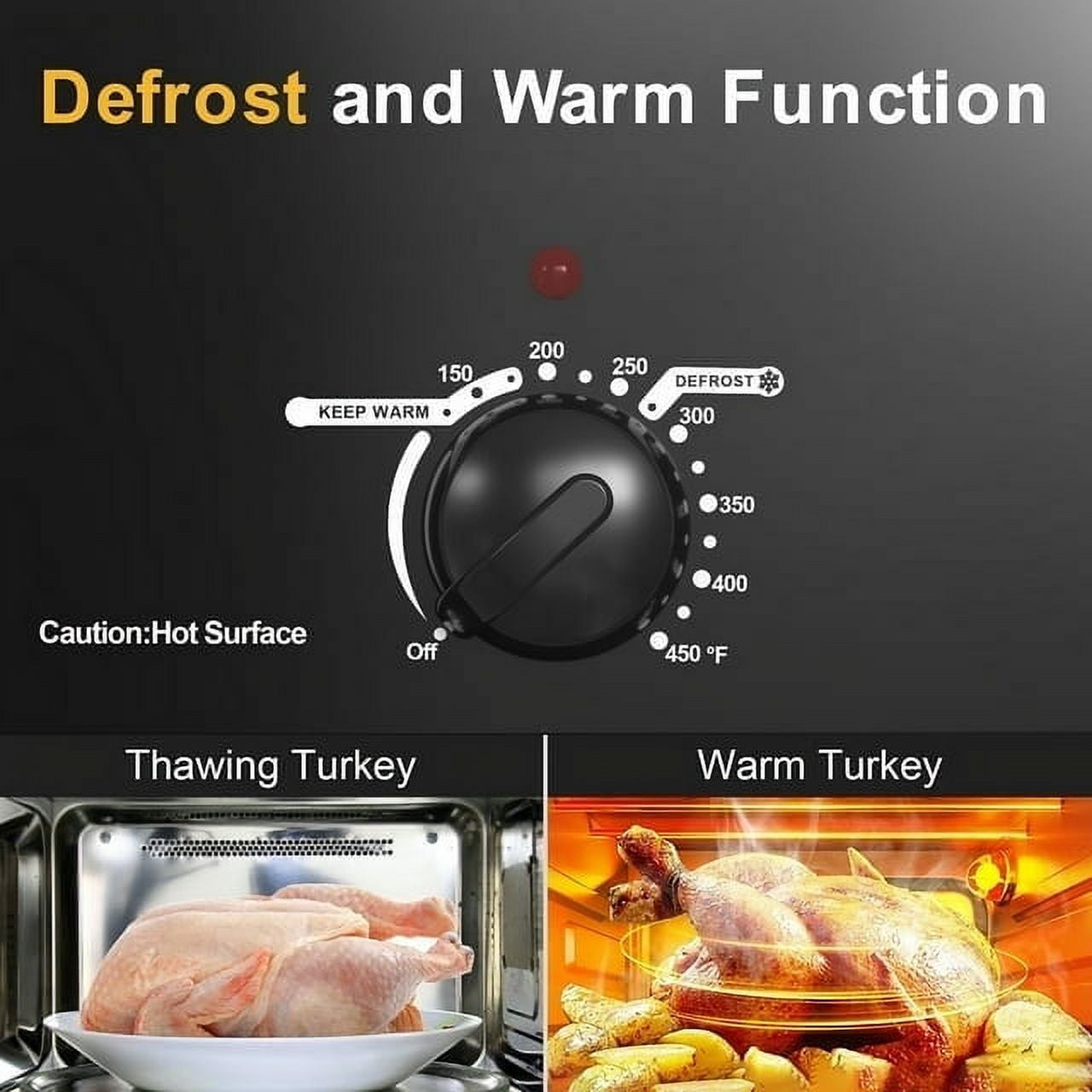 Superjoe 20 QT Electric Roaster Oven, Stainless Steel Self-Basting Lid Removable Pan, Black
