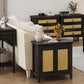 RoyalCraft Storage Cabinet, Kitchen Sideboard Cabinet with Rattan Decor Doors, Accent Buffet Cabinet with Adjustable Storage Shelf, Wood Cabinet Organizer, Coffee
