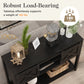 RoyalCraft Farmhouse Fireplace TV Stand for 65+ Inch TV, Entertainment Center with 23" Electric Fireplace with Remote, Modern Rustic TV Console with Sliding Bar Door for Living Room, Black