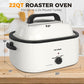 Superjoe 22 QT Electric Roaster Oven, with Self-Basting Lid, Stainless Steel Roaster Pan, White-1