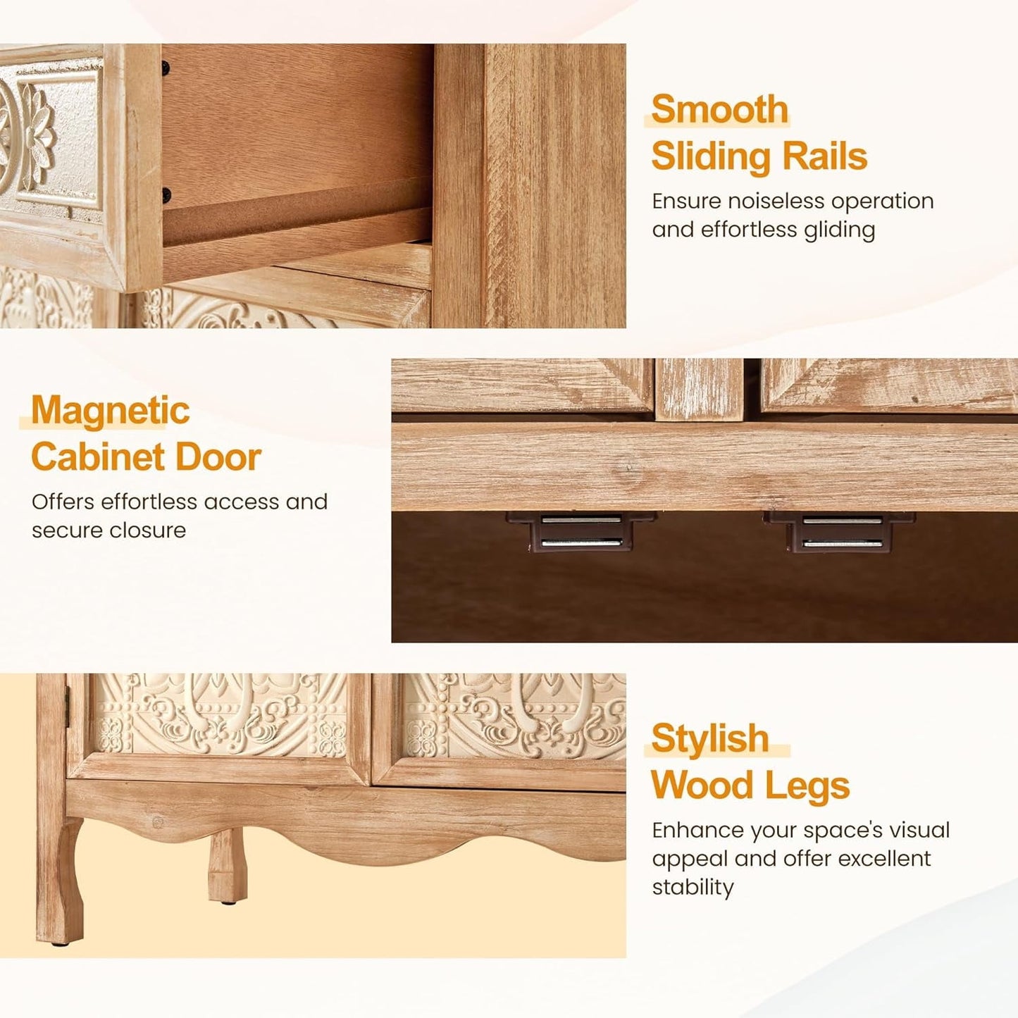 May in Color Kitchen Pantry Storage Cabinet, 48" Tall Pantry Cabinet with 2 Doors and 2 Drawers, for Kitchen, Dining Room, Living Room, Natural