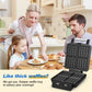 Sunvivi 4-Slice Belgian Waffle Maker, 1200W Waffle Iron with LCD Timer, Temp Control & Nonstick Plates, Stainless Steel, Black