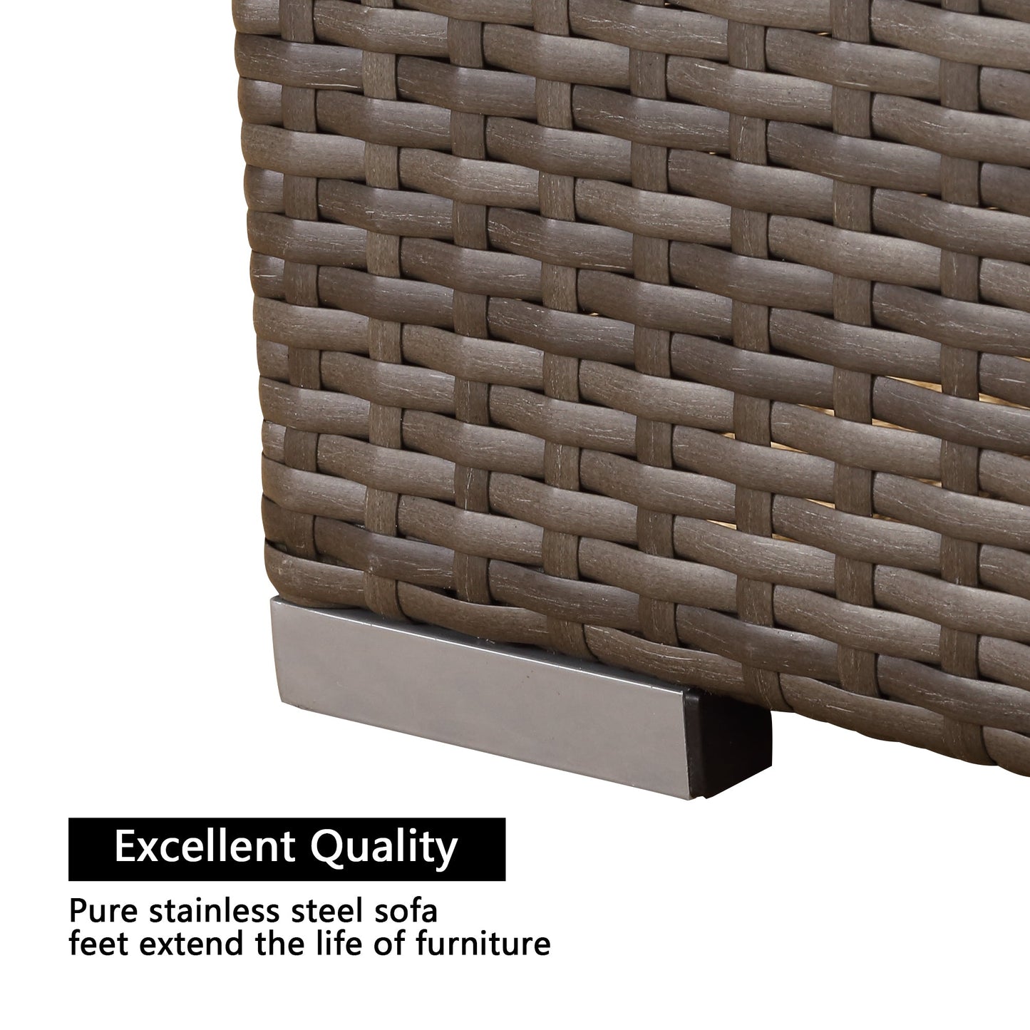 Outdoor Patio All Weather Wicker Single Sofa & Glass Coffee Table