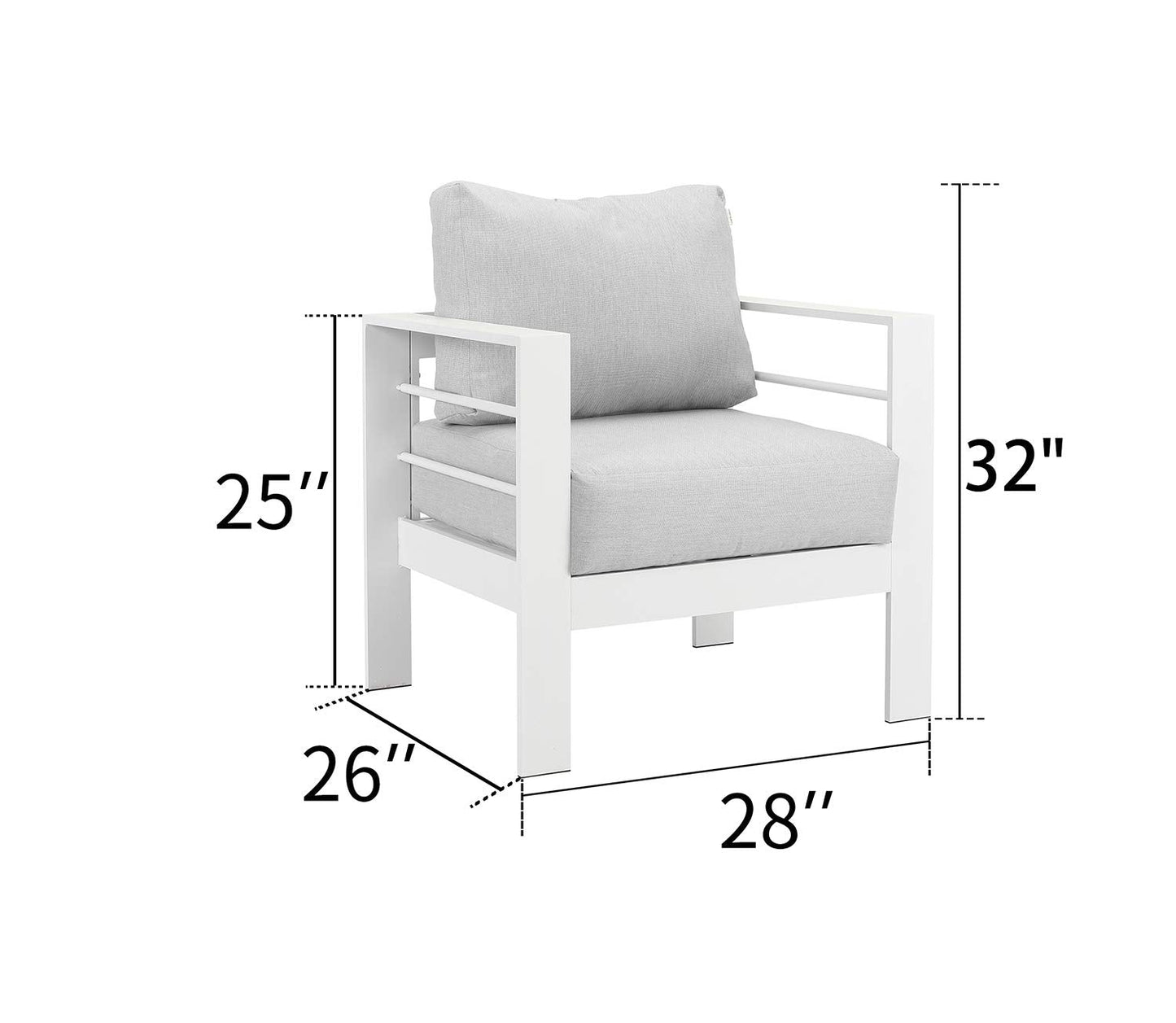 2 Pieces Patio Furniture Aluminum Armchair