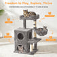 Heynemo Multi-Level Cat Tree Tower for Large Cats with Scratching Posts, Condos, Perch, Hammocks & Toys ÿ Modern Indoor Cat Jungle Gym for 2ÿ3 Cats, 19.7" x 15.7" x 35.8", Grey