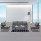 Heynemo 4 Pcs Outdoor Furniture Sofa Set Aluminum Patio Conversation Set With Coffee Table and 5 Inches Cushions, Gray