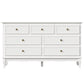 Heynemo Sideboard Buffet Cabinet with 7 Drawers, Set of 2, Modern Wide Credenza Cabinet with Rubberwood Legs & Painted Finish, Wooden Storage Closet Cabinet Organizer for Living Room, Hallway, White