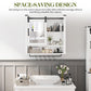 RoyalCraft 28in Bathroom Cabinet Wall Mount with Sliding Mirror Door, Over The Toilet Storage Cabinet, Farmhouse Medicine Cabinet with Shelves and Towel Bar for Living Room, 28" W x 29" H, White