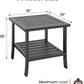 Heynemo 2-Tier Storage Square Patio Side Table, Outdoor Coffee Table, All-Weather Metal Patio End Table for Porch Backyard Garden, Black