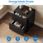 May in Color 2-Drawer Nightstand Set of 2, Handless Bedside Table for Bedroom, Living Room, Hallway, Black