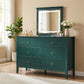 May in Color Fluted 6 Drawer Dresser, Wide Modern Chest of Drawers, Large Wood Storage Cabinet Organizer for Bedroom, Living Room, Hallway, Entryway, Green
