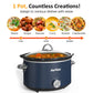 Heynemo 4QT Compact Ceramic Slow Cooker & Food Warmer with 3 Temperature Settings - Blue