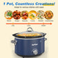 Heynemo 4 Quart Slow Cooker, Mini Food Warmer with Removable Ceramic Pot, 3 Heat Settings, Dishwasher Safe Lid, Stainless Steel, Blue-2