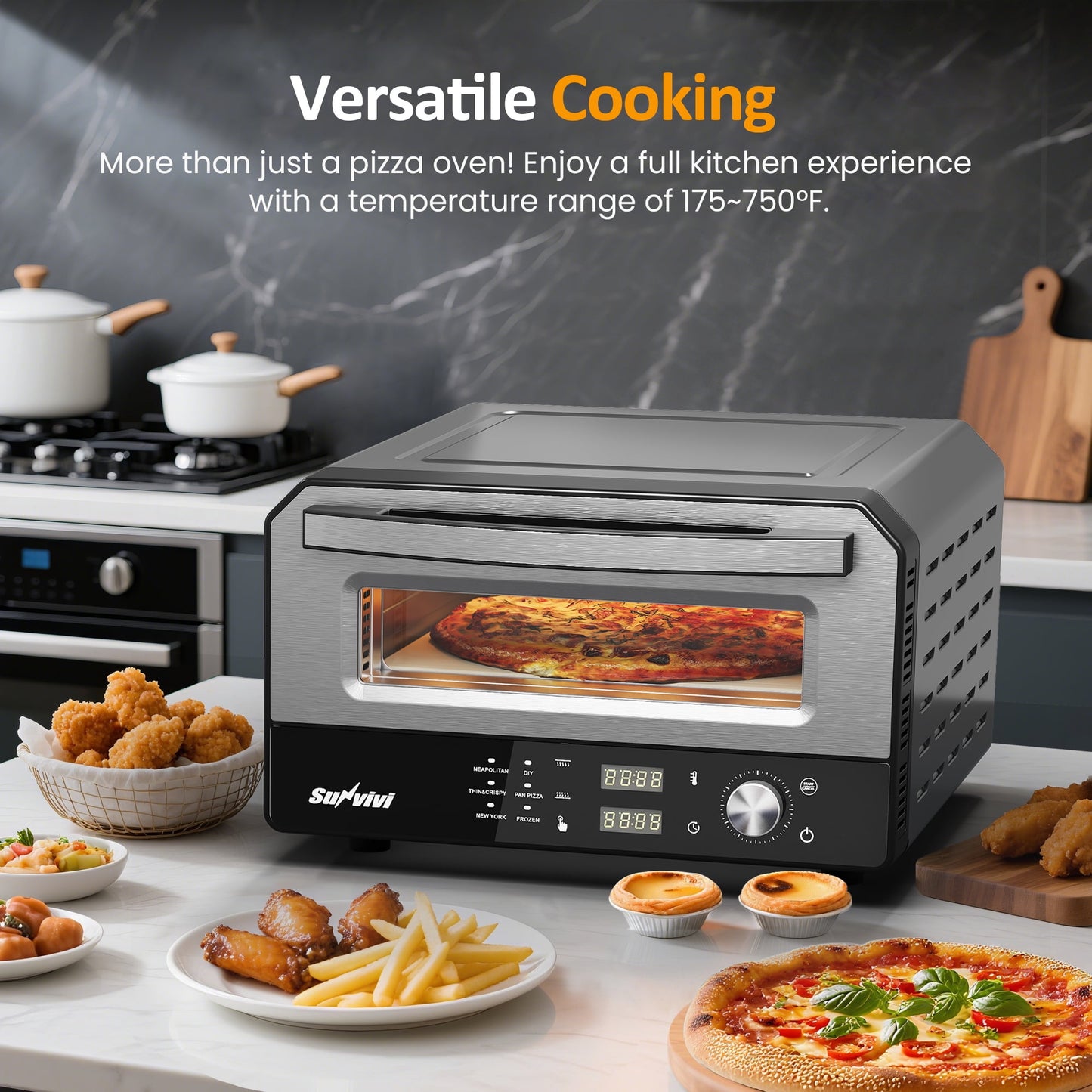 Sunvivi Electric Indoor Pizza Oven with 6 Presets