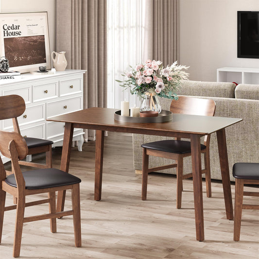 Heynemo 44.3" Dining Table for 2-4 People, Farmhouse Solid Wood Kitchen Table, 300LBS Capacity, Small Modern Rectangular Table for Dining Room, Living Room, Home Office, Terrace, Courtyard, Brown