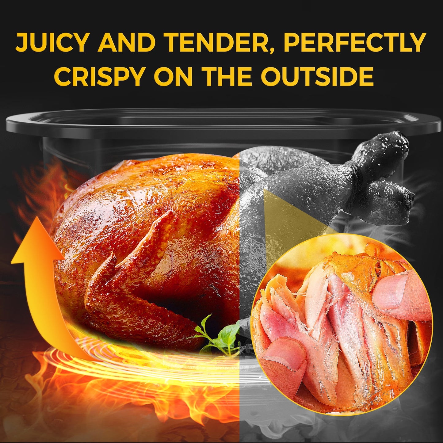 SUNVIVIt 26 Quart Electric Turkey Roaster Oven with Visible & Self-Basting Lid, Stainless Steel,Black