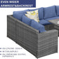 Superjoe 7 Pieces Outdoor Patio Furniture Set with Ottoman, Blue