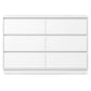 May in Color 6 Drawer Dresser with Charging Station for Bedroom, White