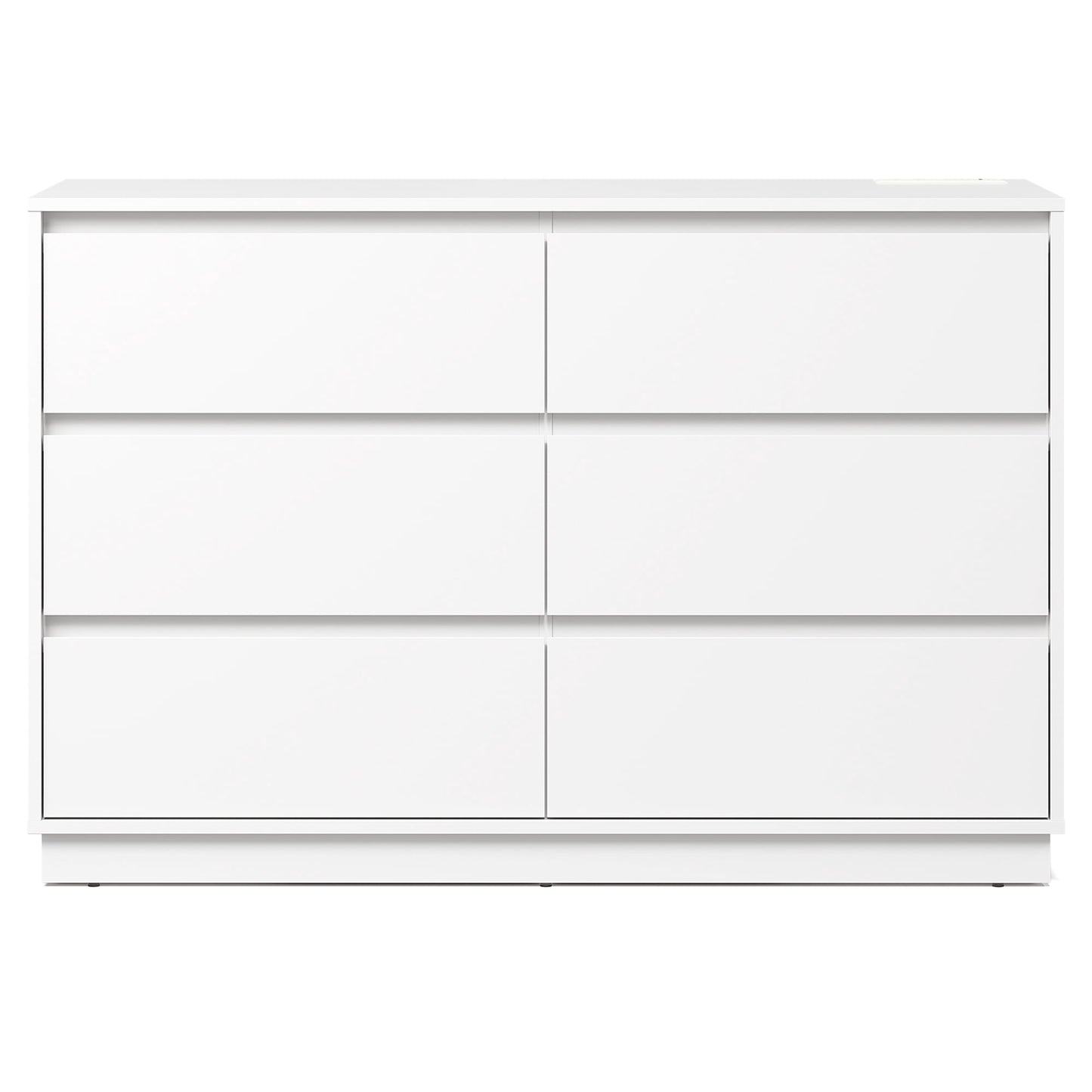May in Color 6 Drawer Dresser with Charging Station for Bedroom, White