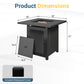 Heynemo 30" Outdoor propane fire pit table with Lid & Lava Rocks, 2in1 50,000 BTU Outdoor Gas Fire Pit Table with Waterproof Cover