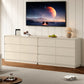 Heynemo Dresser with 6 Drawers for Bedroom, Chest of Drawer with Charging Station for Living Room, Beige