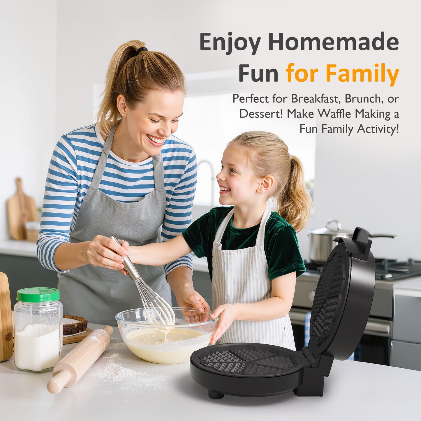 Sunvivi 5 Heart-Shaped Waffle Maker with Adjustable Temp