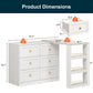 Heynemo Extendable Makeup Vanity Desk with 3 Side Shelves, L-Shaped Vanity Table and Dresser Combo with 6 Drawers, Modern Dressing Table for Bedroom, Dressing Room, White