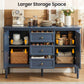 Heynemo Buffet Sideboard with 2 Doors & 3 Drawers, Storage Cabinet with Adjustable Shelves for Living Room, Dining Room, Blue