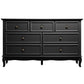 May in Color 7 Drawer Dresser with Solid Wood Legs for Bedroom, Living Room, Hallway, Black