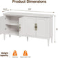 Superjoe Buffet Sideboard Table Set of 2, 59'' Mid Century Modern Console Table, Media Cabinet with 4 Doors, Accent Cabinet Wood Sideboard, for Entryway, Living Room, Dining Room, White