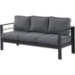 Superjoe Outdoor 3 Seats Patio Aluminum Sofa Furniture, Couch Gray Metal Chair with Cushions, Dark Grey