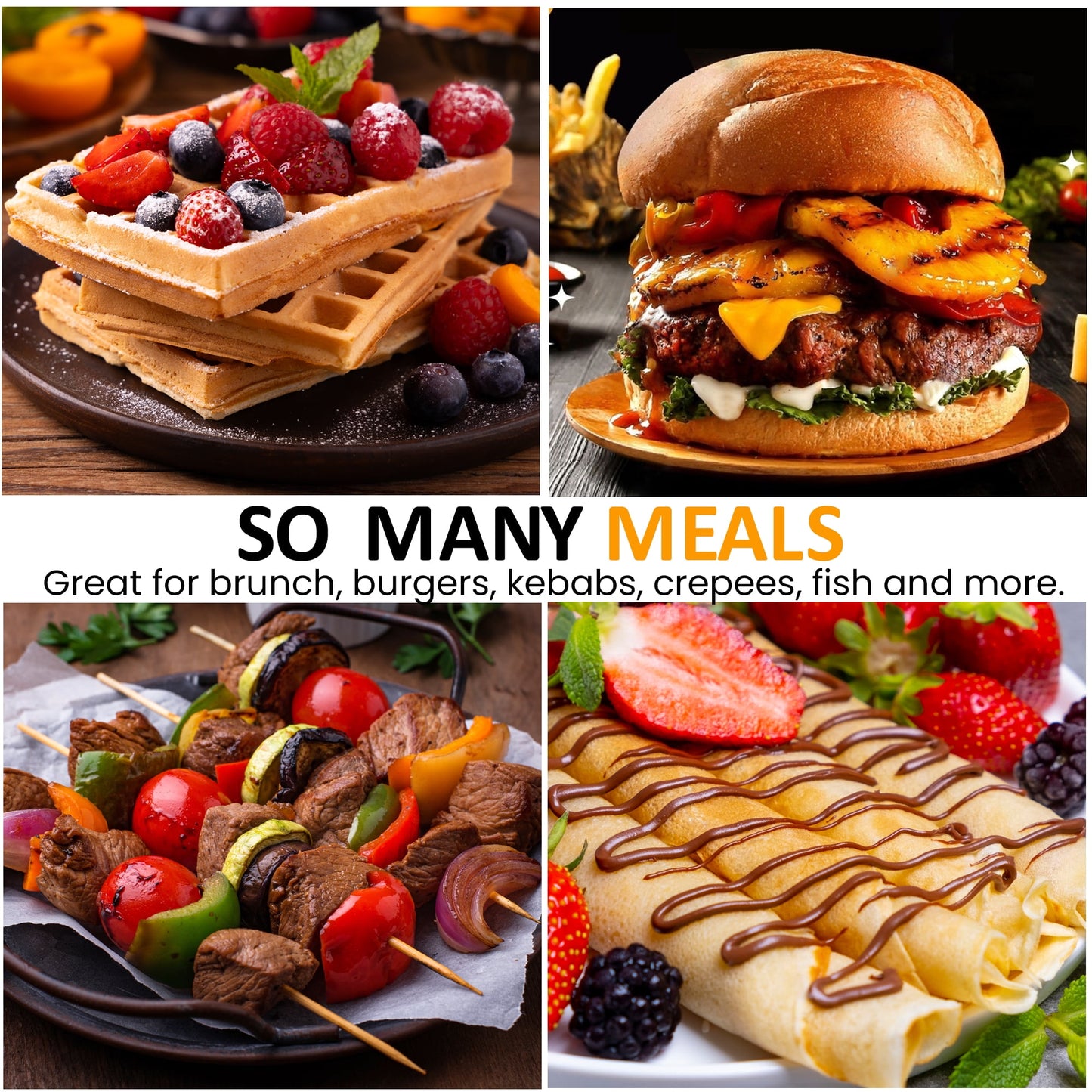 Heynemo 1600W Electric Griddle with Dual Cooking Zones-2