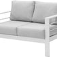 Superjoe Outdoor 2 Seats Patio Aluminum Loveseat Furniture, All-Weather Sofa Couch White Metal Chair with Cushions, Light Grey