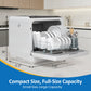 Sunvivi Portable Countertop Dishwasher 18", 152oz Built-in Water Tank, 6 Wash Programs, Energy Star, Delay Start for Apartments & RV